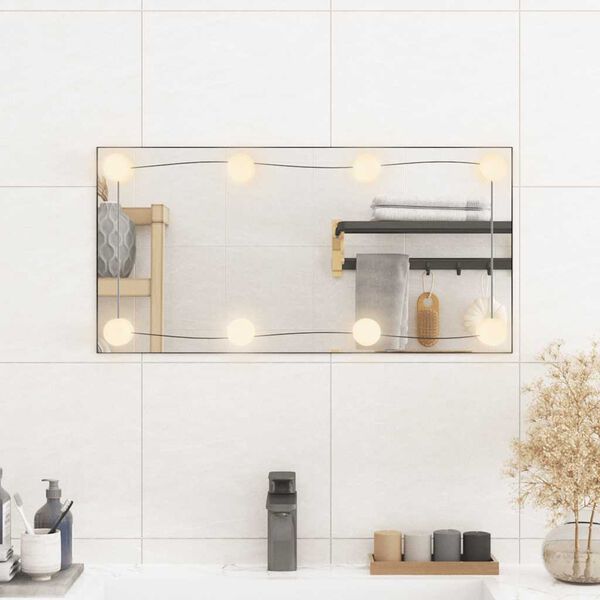 vidaXL V&auml;ggspegel med LED-belysning 30x60 cm glas rektangul&auml;r