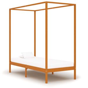 vidaXL S&auml;nghimmel utan madrass honungsbrun massivt tr&auml; 90x200 cm