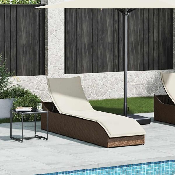 vidaXL hopfällbar solstol med dyna och förvaring brun konstrotting