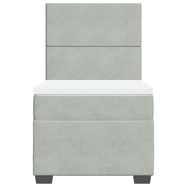 vidaXL Ramsäng med madrass ljusgrå 90x190 cm sammet