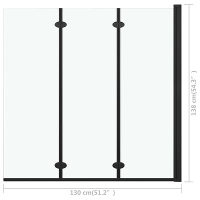 vidaXL Duschvägg fällbar 3 paneler ESG 130x138 cm svart