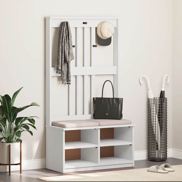 vidaXL Halltr&auml;d SANDNES vit 87x40x159,5cm massiv tr&auml;furu