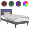vidaXL S&auml;ngram med LED-ljusslingor Gr&aring; 90 x 190 cm Konstl&auml;der