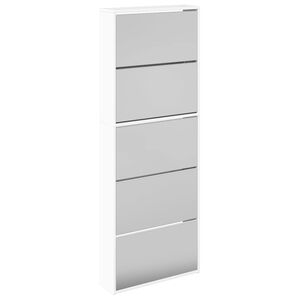 vidaXL Skosk&aring;p med 5 sk&aring;p h&ouml;gglans vit 63x17x169,5 cm