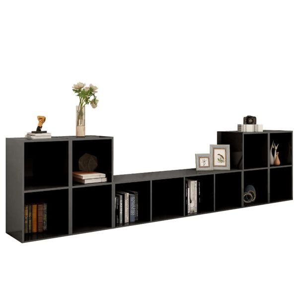 vidaXL TV-sk&aring;p 5 delar gr&aring; h&ouml;gglans konstruerat tr&auml;