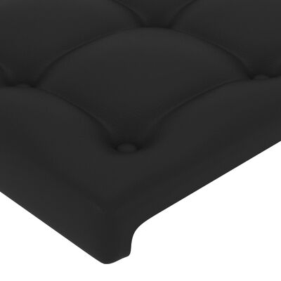 vidaXL Sänggavel med kanter svart 183x16x78/88 cm konstläder