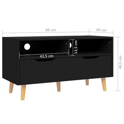 vidaXL Tv-bänk svart 90x40x48,5 cm spånskiva