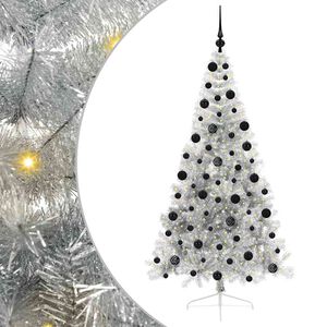 vidaXL Konstgjord F&ouml;rbelyst Julgran Silver 210 cm PET