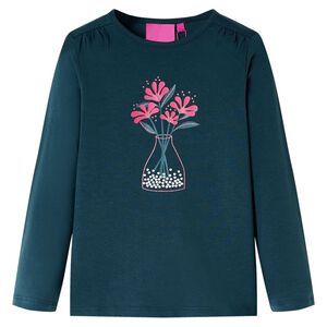 T-shirt med l&aring;nga &auml;rmar f&ouml;r barn m&ouml;rkgr&ouml;n 116