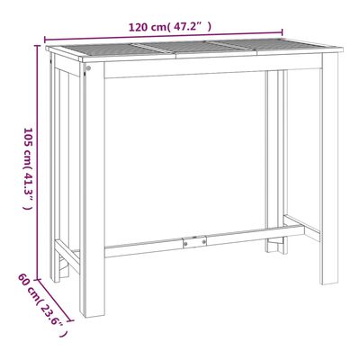 vidaXL Ståbord för utomhusbruk 120x60x105 cm massiv akacia