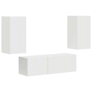 vidaXL TV v&auml;ggsk&aring;p set V&auml;ggmonterad 4 pcs Vit Konstruerat tr&auml;