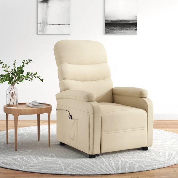 vidaXL f&aring;t&ouml;lj med uppresningshj&auml;lp gr&auml;ddvit tyg