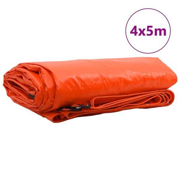 vidaXL Presenning 650g / m² Orange 4 x 5 m Canvas med PVC-beläggning