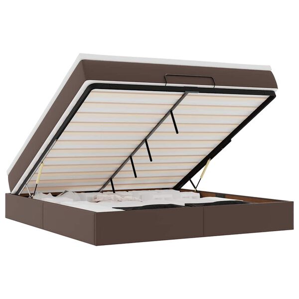 vidaXL Ottoman s&auml;ngram med madrass brun 180x200 cm konstl&auml;der