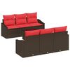 vidaXL Soffset 7 st 3-Antal sittplatser Brun och R&ouml;d konstrotting