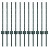 vidaXL Stängselstolpe 11 pcs Grön 100 cm Stål