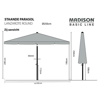 Madison Parasoll Lanzarote 250 cm rund taupe