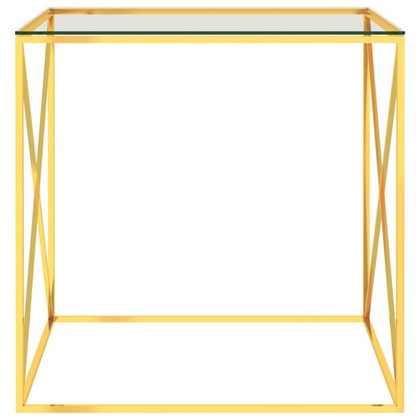 vidaXL Soffbord guld 55x55x55 cm rostfritt st&aring;l och glas