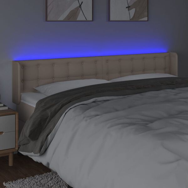 vidaXL S&auml;nggavel LED cappuccino 183x16x78/88 cm konstl&auml;der