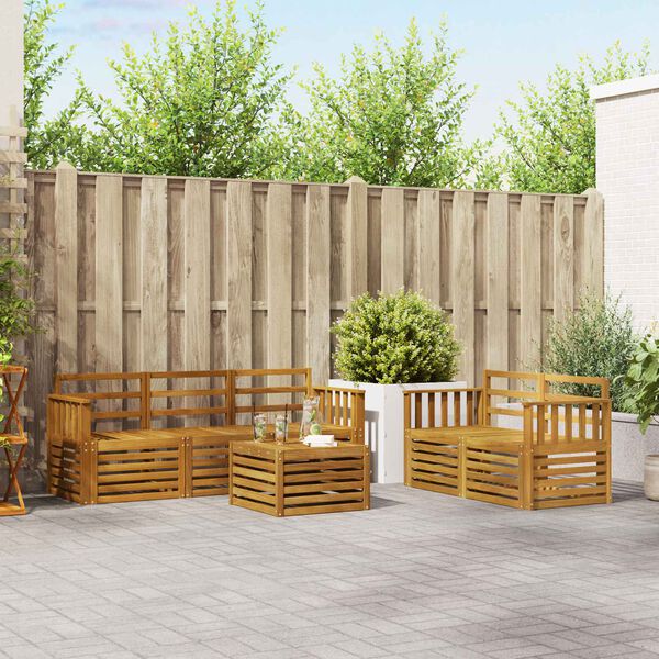 vidaXL Soffgrupper 6 pcs Naturf&auml;rg Massivt Akaciatr&auml;