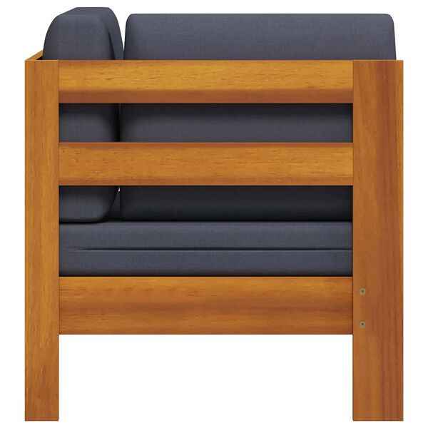 vidaXL Hörnsits med mörkgråa dynor massivt akaciaträ