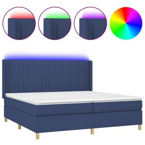 vidaXL Rams&auml;ng med madrass & LED bl&aring; 200x200 cm tyg