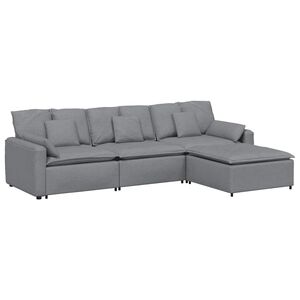 vidaXL Modulsoffa med fotpall och dynor ljusgr&aring;