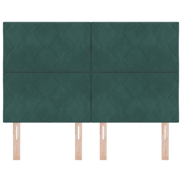 vidaXL Huvudgavel med huvudgavel M&ouml;rkgr&ouml;n 144 cm Sammet