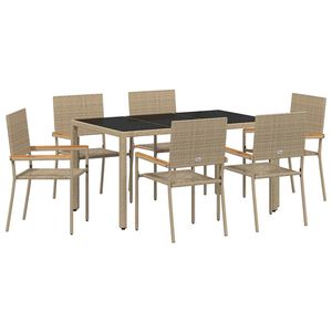 vidaXL Tr&auml;dg&aring;rdsm&ouml;belset 7 st Beige konstrotting