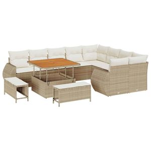 vidaXL Tr&auml;dg&aring;rdsoffset 12 st Beige konstrotting