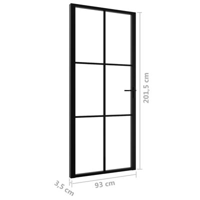 vidaXL Innerdörr ESG-glas och aluminium 93x201,5 cm svart