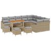 vidaXL Tr&auml;dg&aring;rdsoffset 13 st 8-Antal sittplatser Beige Poly rattan