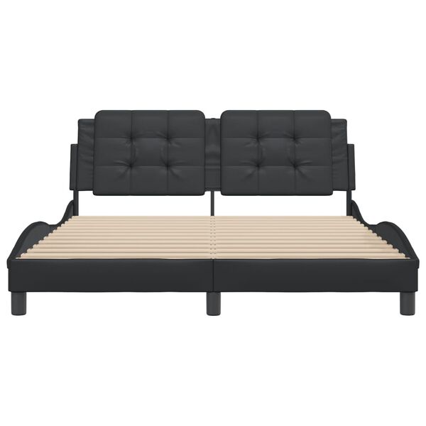 vidaXL Bed Frame without Mattress "Zadar" Black 160x200 cm Faux Leather