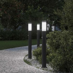 vidaXL Pollare med sensor 3 st 80 cm rostfritt st&aring;l IP44