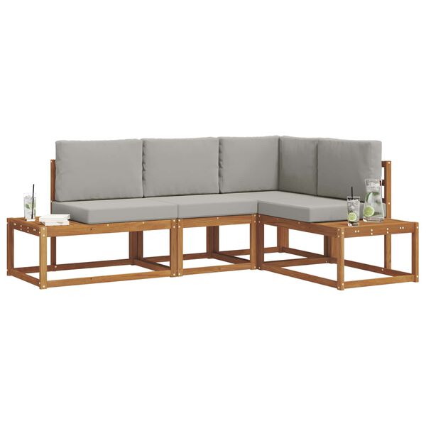 vidaXL Utomhussoffset med kudde 4 Stycke Naturlig och Ljus Gr&aring;