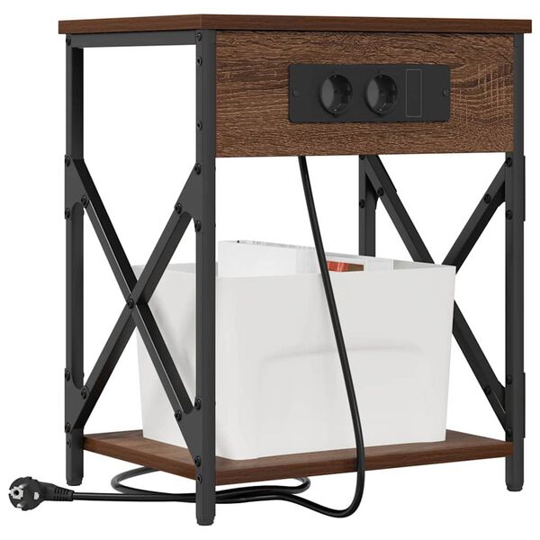 vidaXL Nattduksbord Brun Ek 41 x 31 x 51 cm Konstruerat tr&auml;