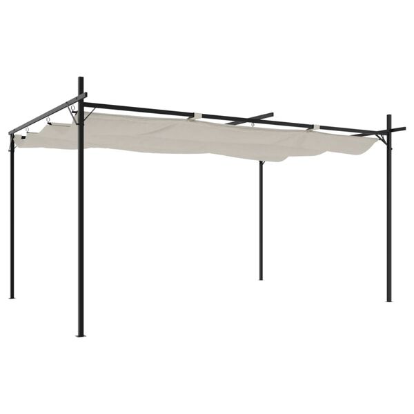 vidaXL Pergola med infällbart tak gräddvit 395x292x230 cm
