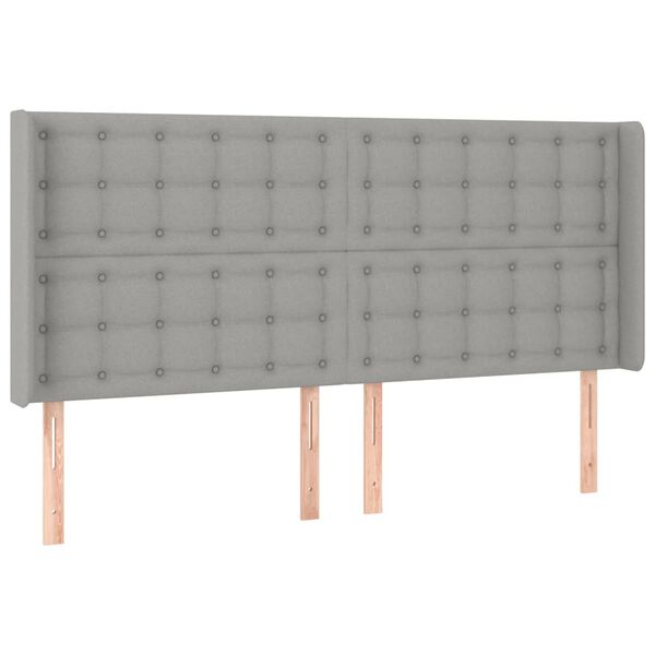 vidaXL S&auml;nggavel LED ljusgr&aring; 163x16x118/128 cm tyg
