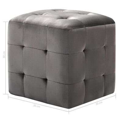 vidaXL Sängbord 2 st grå 30x30x30 cm sammetstyg