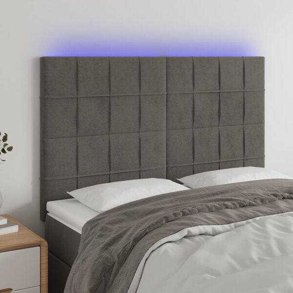 vidaXL S&auml;nggavel LED m&ouml;rkgr&aring; 144x5x118/128 cm sammet