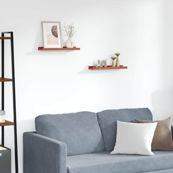 vidaXL V&auml;gg hylla med hylla 2 pcs R&ouml;d 40 x 9 x 3 cm Konstruerat tr&auml;