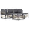 vidaXL Loungegrupp 4 delar med dynor antracit konstrotting