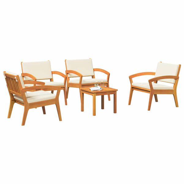 vidaXL Bistroset med kudde 5 pcs Brun Polyester