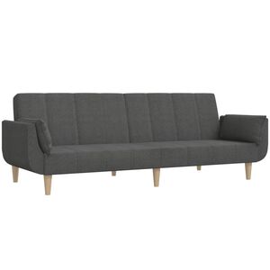 vidaXL B&auml;ddsoffa 2-sits med tv&aring; kuddar m&ouml;rkgr&aring; tyg