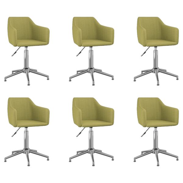 vidaXL Snurrbara matstolar 6 st gr&ouml;n tyg