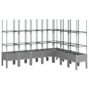 vidaXL Odlingsl&aring;da med spalj&eacute; ljusgr&aring; 200x160x142,5 cm PP