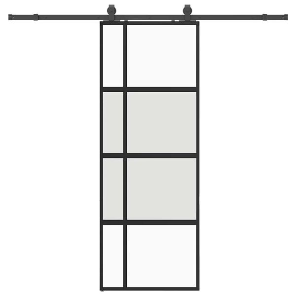 vidaXL Skjutd&ouml;rr med beslag svart 76x205 cm h&auml;rdat glas