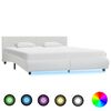 vidaXL S&auml;ngram med LEDs utan madrass vit 180x200 cm