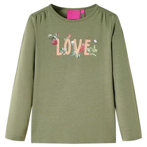 T-shirt med l&aring;nga &auml;rmar f&ouml;r barn khaki 104