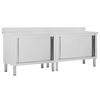 vidaXL Arbetsb&auml;nk med skjutd&ouml;rrar 2 st 240x50x(95-97)cm rostfritt st&aring;l